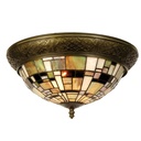 Lampe de plafond Tiffany Vert, Marron, Beige Ø 38x19 cm E14/max 2x40W