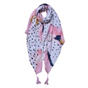 Scarf Women Print White Pink Blue 90x180 cm