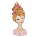 Decorativa Busto Donna Beige Rosa 16x14x33 cm