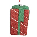 Décoration pendentif Boîte cadeau Rouge Vert 8x8x11 cm