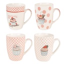 Tasses (set de 4) Rose Blanc 12x8x10 cm / 300 ml