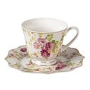 Kaffeetasse mit Unterteller Weiß 12x 9x8 cm / Ø 16x1 cm / 200 ml