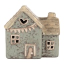 Decoration House with LED Green Beige 8x6x8 cm