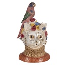 Decoratie buste kat met vogel 24x21x40 cm