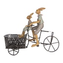 Dekoration Kaninchen auf Fahrrad Braun Blau 28x12x23 cm