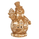Décoration de Noël Bonhomme de neige Marron Blanc 11x8x16 cm