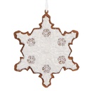 Decoration pendant Snowflake White Brown 9x1x10 cm