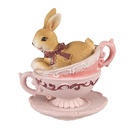 Deko Kaninchen Braun Rosa 9x7x9 cm