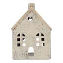 Tealight Holder Christmas House Grey Beige 11x7x16 cm