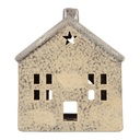 Tealight Holder Christmas House Beige Grey 13x8x15 cm