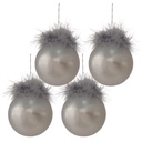 Weihnachtskugel Silberfarbig, Weiß set 4 Ø 8x8 cm
