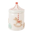 Storage Jar with Lid White Brown Ø 15x22 cm