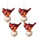 Weihnachtskugel Vogel Rot, Weiß set 4 11x6x11 cm