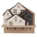Coat rack with felt houses Brown White 40x13x40 cm
