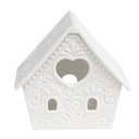 Tealight Holder Christmas House White 9x7x8 cm