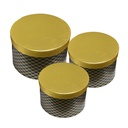 Hat Box Set of 3 Gold colored Black Ø 25x17 / Ø 23x16 / Ø 21x14 cm