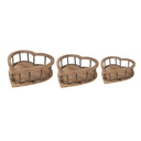 Aufbewahrungskorb (3er set) Herz Braun 33x33x10 / 26x26x9 / 20x20x8 cm
