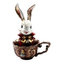 Decoration Rabbit in cup White Brown 17x13x25 cm