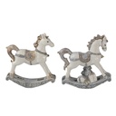 Dekoration Aufhänger 2er Set Schaukelpferd Weiß Grau 7x2x8 cm