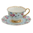 Tazzina da caffè con piattino Blu, Bianco 12x9x7 cm / Ø 15x2 cm / 160 ml