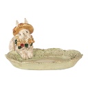 Ciotola decorativa con coniglio Beige Verde 14x11x8 cm