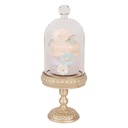 Glasglocke mit Deko Goldfarbig Rosa  Ø 7x17 cm
