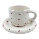 Kaffeetasse mit Untertasse Weiß Rosa