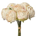 Fleur artificielle bouquet de 7 roses Blanc 16x14x34 cm